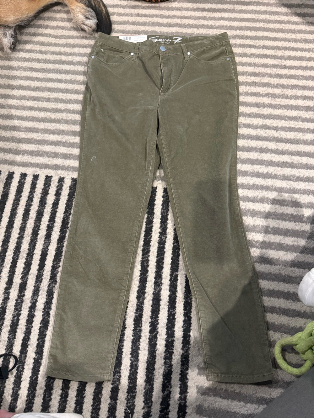 Seven7 Olive Green Corduroy Wide Leg Jeans